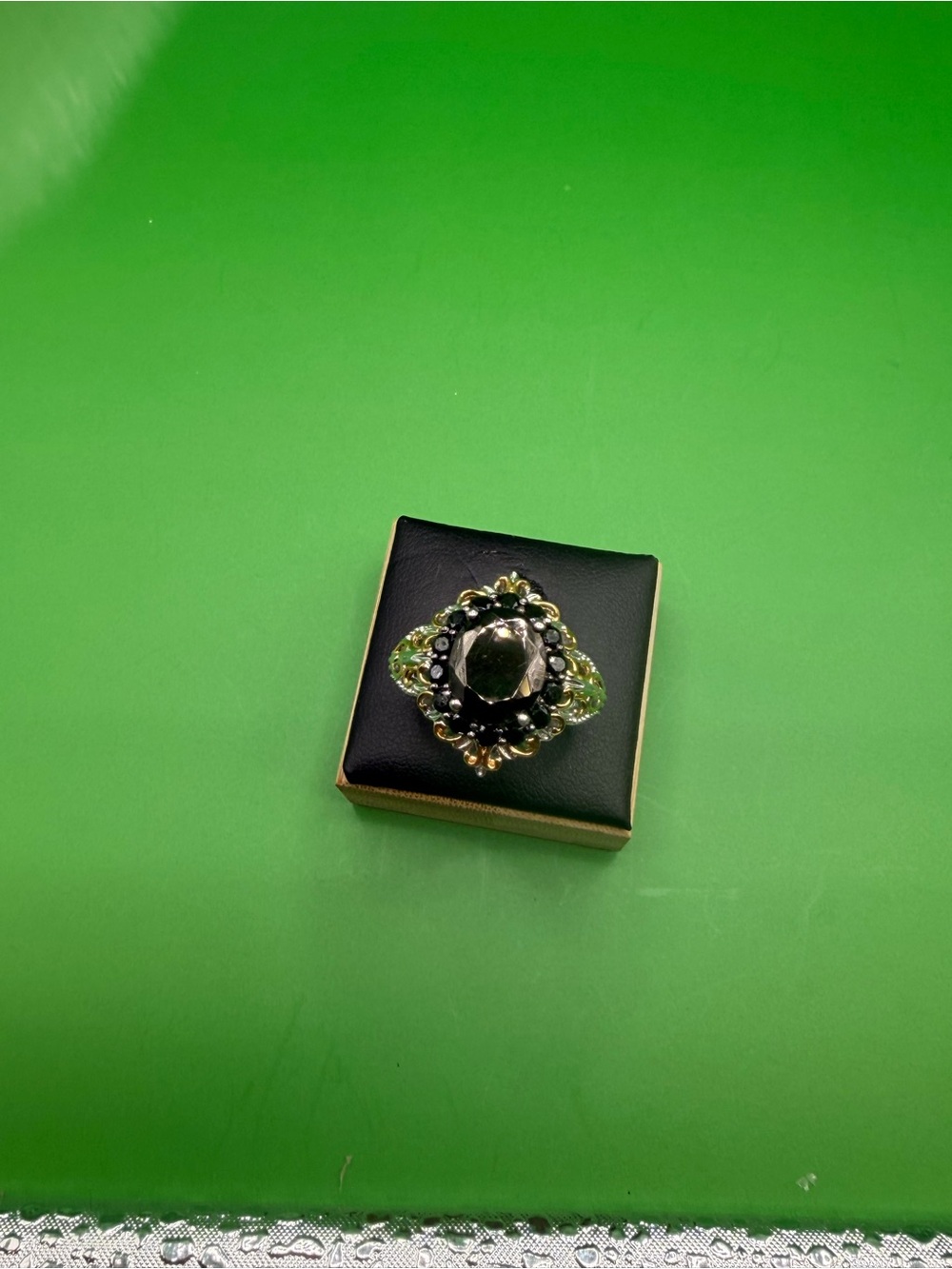925 Sterling Silver Black Spinel Ring Size 10.25.